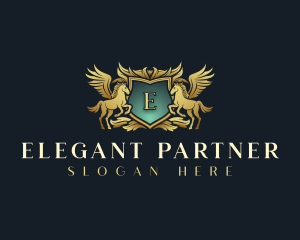 Elegant Pegasus Shield logo design