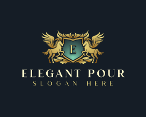 Elegant Pegasus Shield logo design