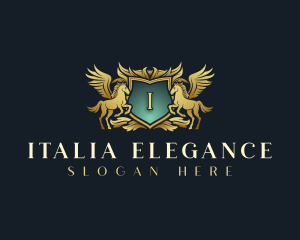 Elegant Pegasus Shield logo design