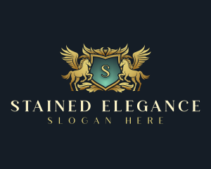 Elegant Pegasus Shield logo design