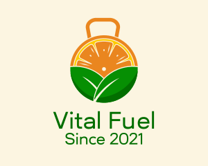 Nutritious - Kettlebell Orange Slice logo design