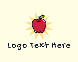 Vegan - Doodle Organic Apple logo design