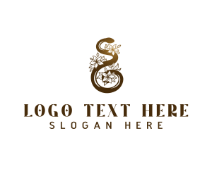 Ornamental Flower Snake logo design