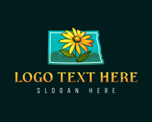 Map - North Dakota Garden Flower logo design