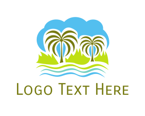 Palm Tree - Tropical Oasis Island logo design