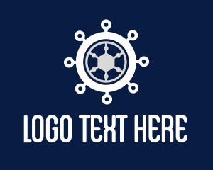 Port - Ship Steering Wheel logo design