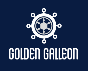 Galleon - Ship Steering Wheel logo design