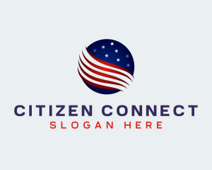 Citizenship - Globe American Flag logo design