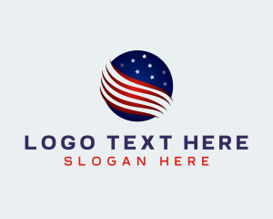 Flag - Globe American Flag logo design