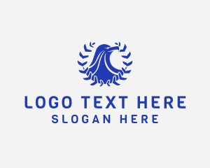 American - Eagle Bird Wreath logo design