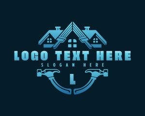 Hammer - Roof Hammer Paintbrush logo design