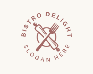 Rolling Pin Fork Utensil logo design