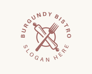 Rolling Pin Fork Utensil logo design