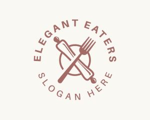 Rolling Pin Fork Utensil logo design