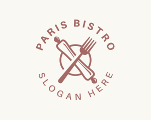 Rolling Pin Fork Utensil logo design