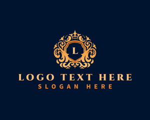 Fleur De Lis - Royal Shield Crown logo design