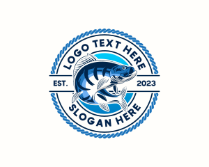 Coastal - Aquatic Fisherman Fish logo design