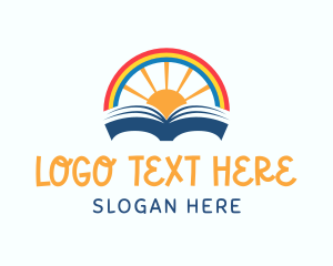 Library - Rainbow Sunrise Book logo design
