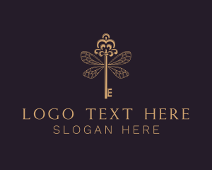 Dragonfly - Elegant Key Wing logo design