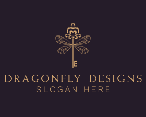 Dragonfly - Elegant Key Wing logo design