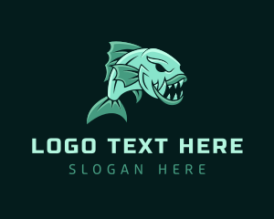 Oceanic - Piranha Ocean Fish logo design