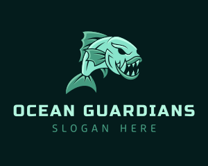 Piranha Ocean Fish logo design