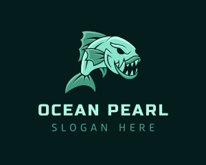 Piranha Ocean Fish logo design