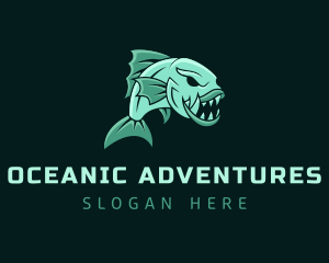 Piranha Ocean Fish logo design