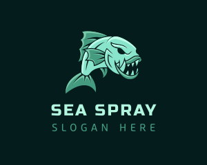 Piranha Ocean Fish logo design