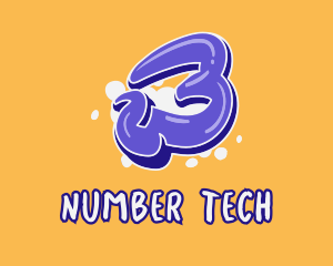 Number - Blockbuster Graffiti Number 3 logo design