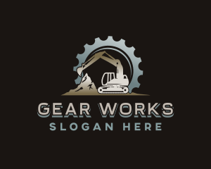 Gear Excavator Machinery logo design