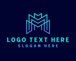 Modern Geometric Letter M logo design