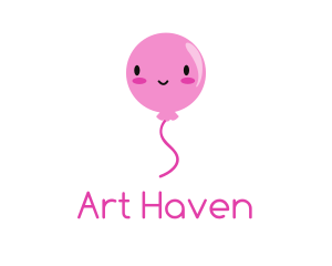 Pink Kawaii Balloon logo design