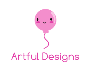 Illustration - Pink Kawaii Balloon logo design