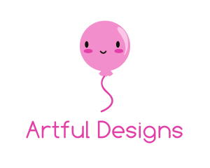 Pink Kawaii Balloon logo design