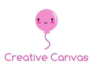 Illustration - Pink Kawaii Balloon logo design