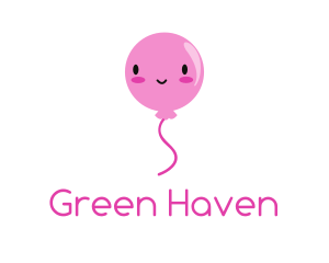 Pink Kawaii Balloon logo design