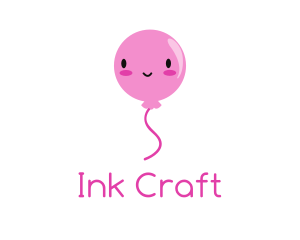 Pink Kawaii Balloon logo design