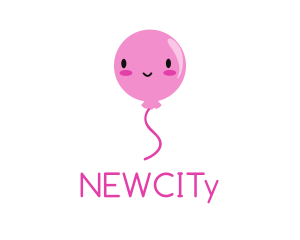 Pink Kawaii Balloon logo design