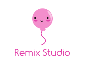 Pink Kawaii Balloon logo design