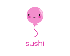 Pink Kawaii Balloon logo design