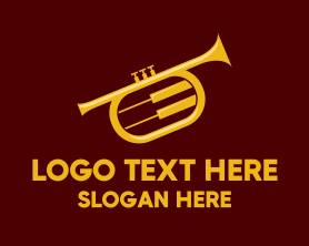 Lounge Music - Yellow Trumpet Jazz Music logo design