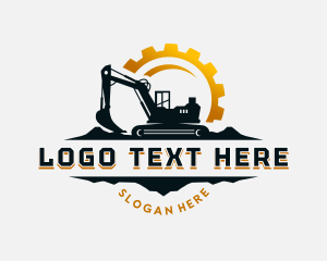 Backhoe - Construction Cogwheel  Excavator logo design