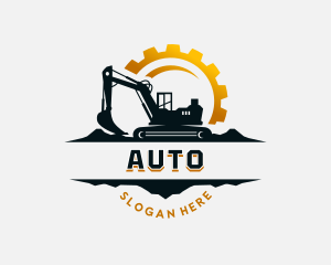 Construction Cogwheel  Excavator Logo