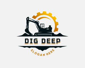 Construction Cogwheel  Excavator logo design