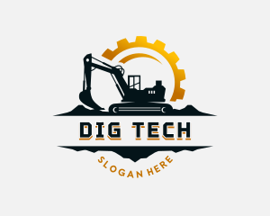 Construction Cogwheel  Excavator logo design