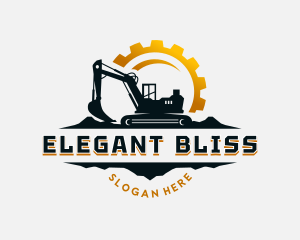 Backhoe - Construction Cogwheel  Excavator logo design