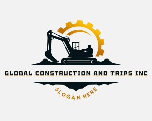 Demolition - Construction Cogwheel  Excavator logo design