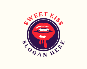 Kiss - Kissable Lips Drip logo design