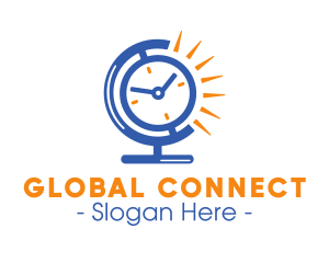 Time Clock Globe logo design